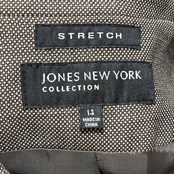 Jones New York Jacket Taupe Button Front Size 14 Stretch Wool Blend Blazer - Picture 4 of 7